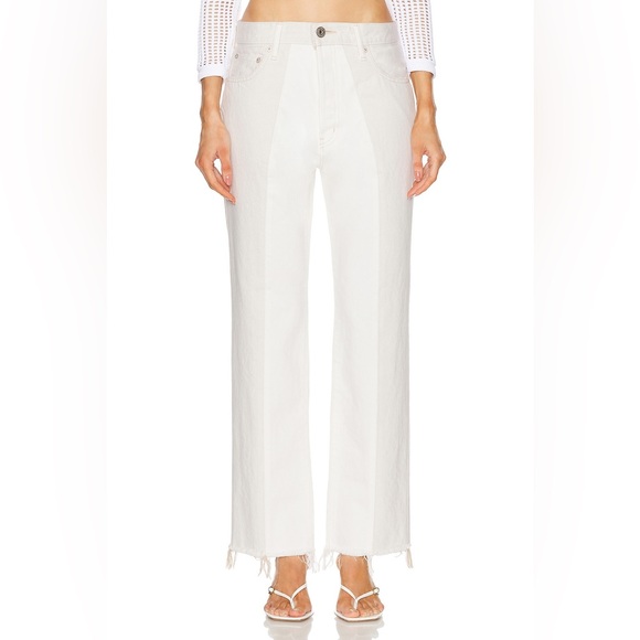 Moussy Vintage Raintrec Straight Jeans Two Tone White Cream Size 25